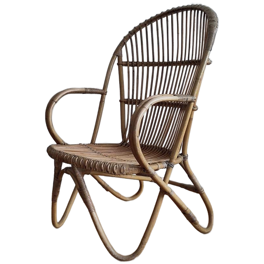 Vintage Rotan Fauteuil Rohe Noordwolde 1