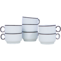 Set X7 Witte Kopjes Zwarte Rand