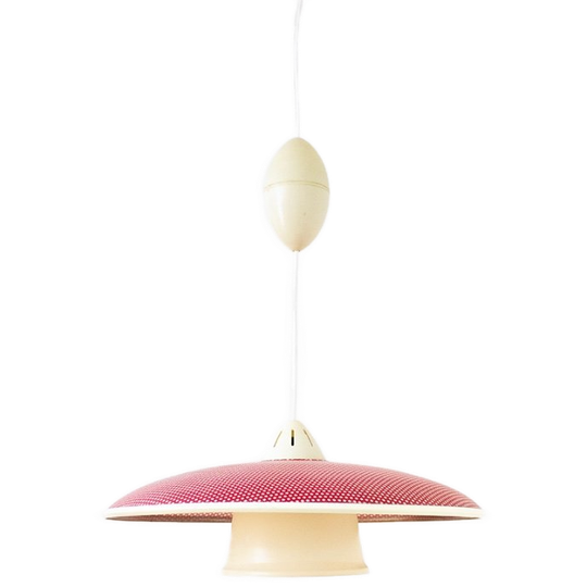 60s Hanglamp Rood Met Witte Stippen - Rotaflex / Erco 1