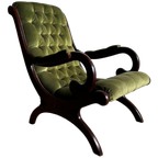 Groene Chesterfield Victoriaans Lounge Fauteuil Vintage thumbnail 1