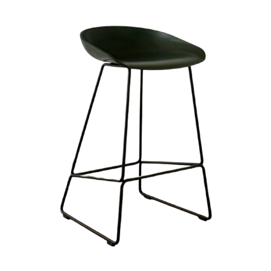 HAY Aas 38 Barkruk Groen/teal Zitting Met Zwart Stalen Frame 1