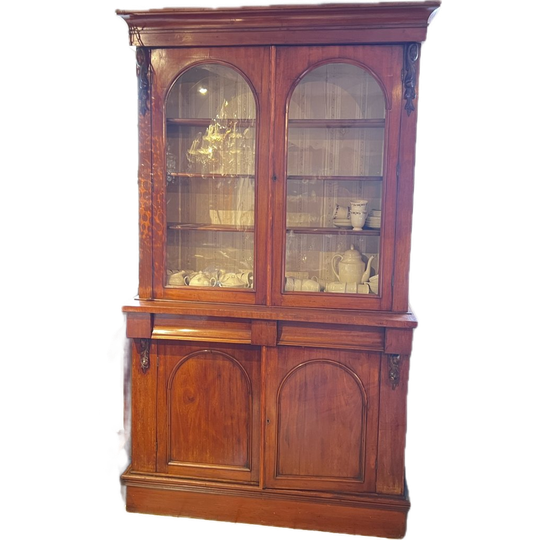 Antiek Engels Mahonie Buffetkast/ Servieskast Met Planken En Lades, 214 Cm Hoog 1