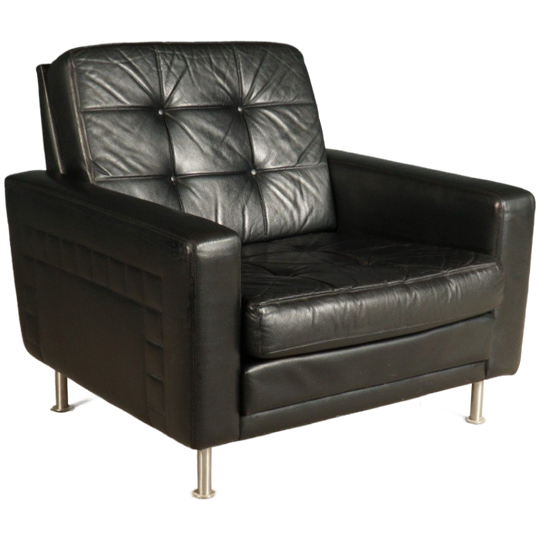 Vintage Lederen Fauteuil – Zwart – Jaren 70 1