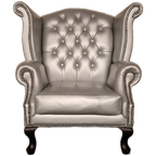 King Classic Chesterfield Fauteuil – Zilver, Leer thumbnail 1