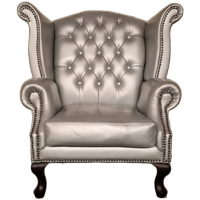 King Classic Chesterfield Fauteuil – Zilver, Leer