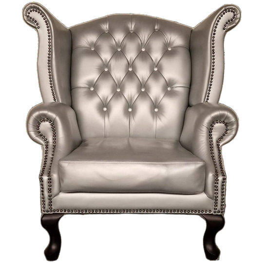 King Classic Chesterfield Fauteuil – Zilver, Leer 1