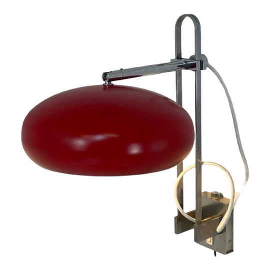 Vintage - Ca. 1960’s - Space Age Design - Adjustable Wall Sconce With Bright Red Shade 1