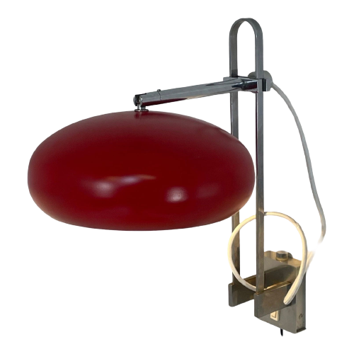 Vintage - Ca. 1960’S - Space Age Design - Adjustable Wall Sconce With Bright Red Shade