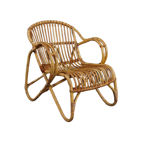 Zeer Speciale Dutch Design Rotan Fauteuil, 1950