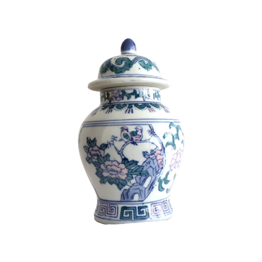 Vintage Hand Beschilderd Porselein Gember Pot, Jaren '70/'80. 1