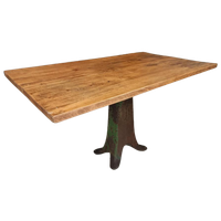 Oude Tafel Eettafel Gietijzer Met Beukenhout 80X135 Cm