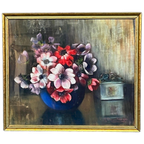 M.Steenbruggen. Stilleven Met Bloemen In Een Blauwe Vaas. thumbnail 1