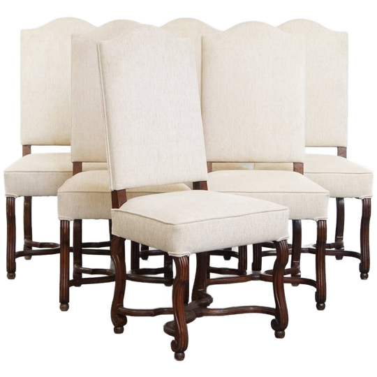 Chique En Comfortabele Set Van 6 Antieke Eetkamerstoelen Met Sierlijke Houten Frame 1