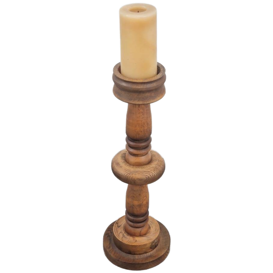 Vintage Brutalist Hout Vloer Kandelaar Hout Mid Century '60 1