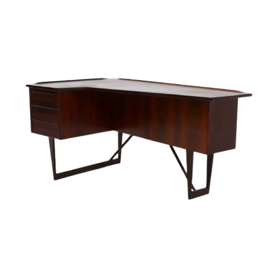 Rosewood Boomerang Desk By Peter Løvig Nielsen For Hedensted Møbelfabrik Denmark 1950s 1
