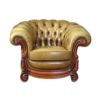 Vintage Leren Chesterfield Clubfauteuil In Barokstijl