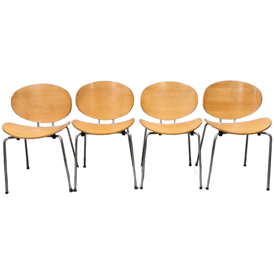 Set Van 4 Vintage Stoelen Plywood Stoelen Eetkamerstoelen Stapelstoelen 1