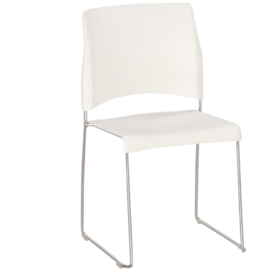 Patra Sting Kantinestoel, Wit, Sledeframe, Vaste Zithoogte 1
