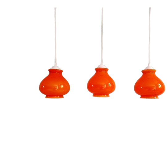 Trio Vintage Hangers In Oranje Opaline, 1960-70 1