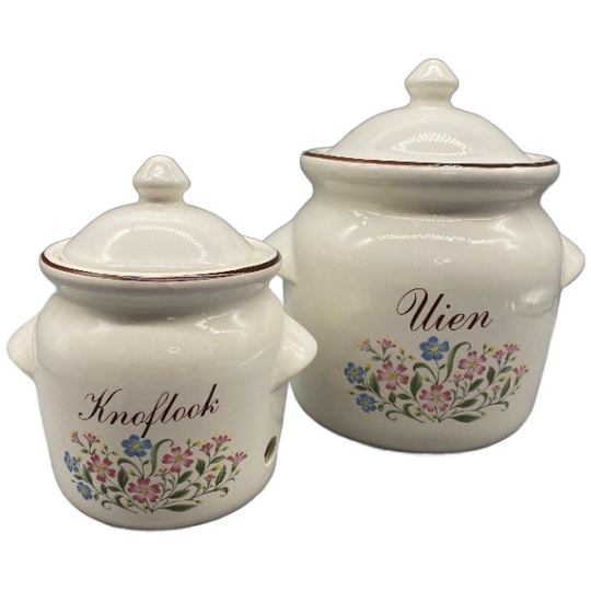 Set Vintage Potten Ui & Knoflook Pastel 1