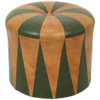Ronde Vintage Poef Groen Bruin Tweekleurig Skai Sixties thumbnail 1