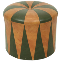 Ronde Vintage Poef Groen Bruin Tweekleurig Skai Sixties