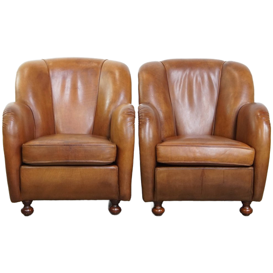 Geweldige Set Van 2 Unieke En Comfortabele Schapenleren Design Fauteuils Van Hoge Kwaliteit 1