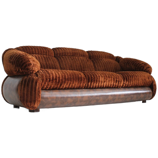 Vintage Italiaanse 3 Zits Bank Velvet Jaren 70 1