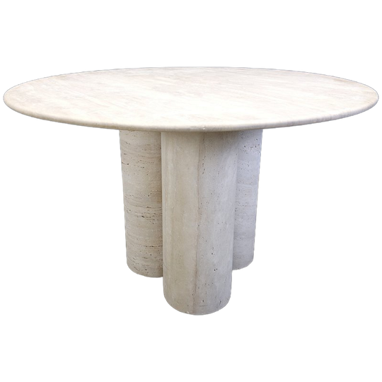 Round Italian Travertine Dining Table 1970s 1