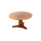 Ronde Vintage Biedermeier Salontafel Van Gevlamd Berkenhout thumbnail 1