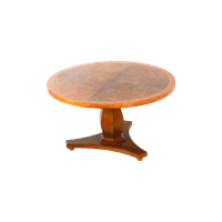 Ronde Vintage Biedermeier Salontafel Van Gevlamd Berkenhout