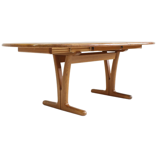 Vintage Danish Oval Extendable Dining Table Solid Wood Holstebro Mobilfabrik 1