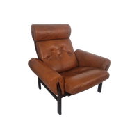 Vintage Deense Fauteuil Cognag Leer