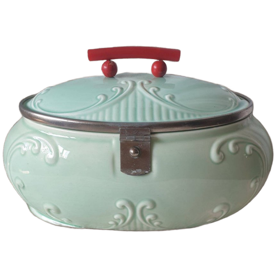 Antieke Bmf Foreign Mintgroene Keramiek Lunchbox Ca 1920 - 1930 1