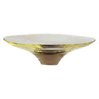 Vintage Prachtige Design Ovalen Glazen Schaal Bruin/geel, Jaren '70/'80