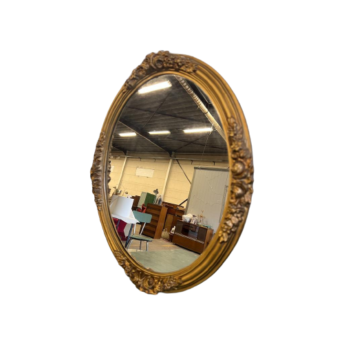 Vintage 'Gouden' Spiegel /Ovalen Spiegel