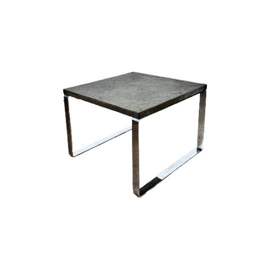 Vintage Salontafel Peter Draenert, Leisteen + Chrome, Grijs + Zilver- 2 Stuks 1