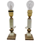 Vintage Tafellamp Nachtlampjes Messing En Marmer Lampen thumbnail 1