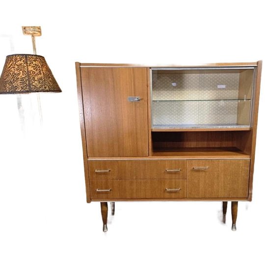 Vintage Houten Buffetkast / Vitrine / Barkast 1