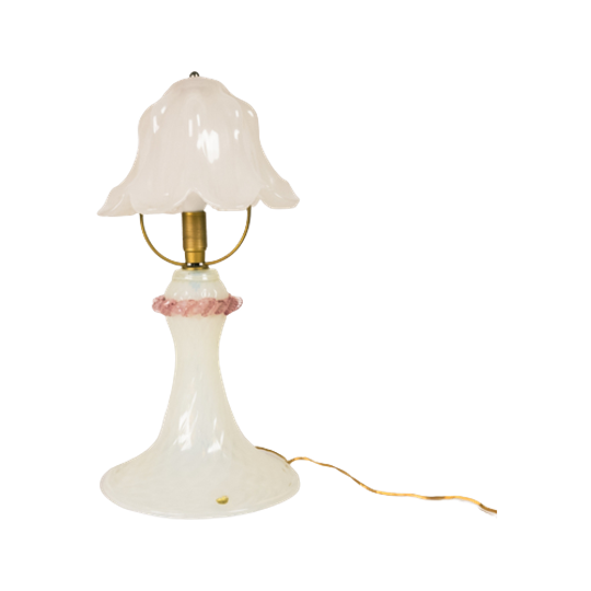 Murano - Opaline - Glasdesign - Tafellamp - Paddenstoel Lamp - Hand Geblazen - 80's 1