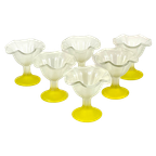 Set Of 6 Frosted Glass Ice Cream / Desert / Sundae Coupes - Floral Decor Made By Kig Indonesia - thumbnail 1