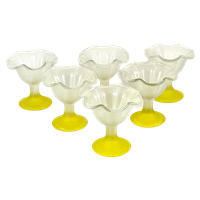 Set Of 6 Frosted Glass Ice Cream / Desert / Sundae Coupes - Floral Decor Made By Kig Indonesia -