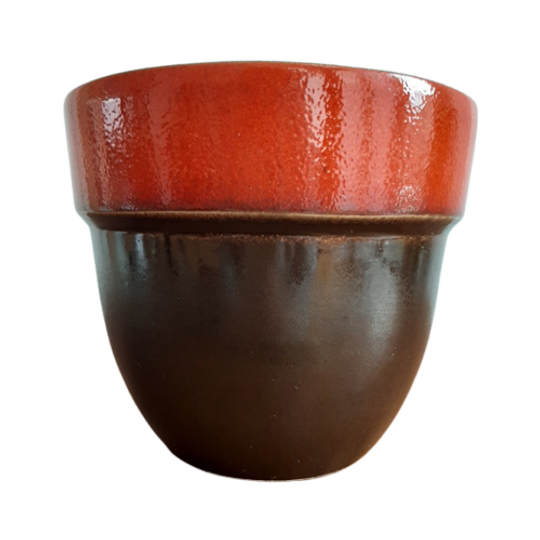 Vintage Oranje Bruin Bloempot 1