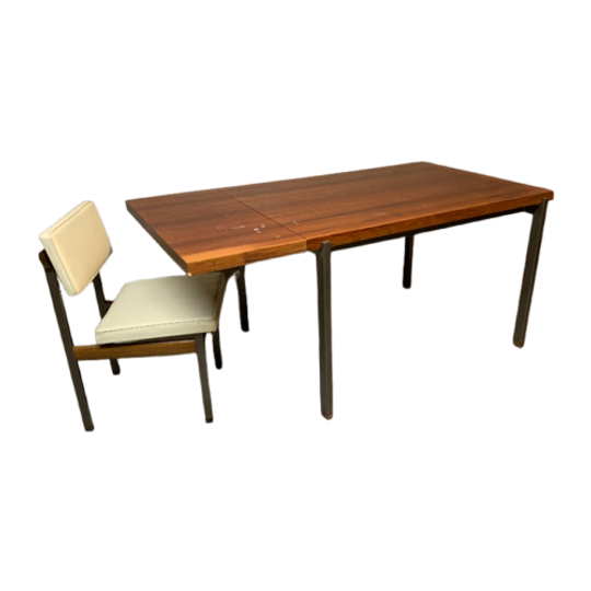 Eettafel "pali" Met Verlengstuk Van Louis Van Teeffelen Voor Wébé 1960. 1