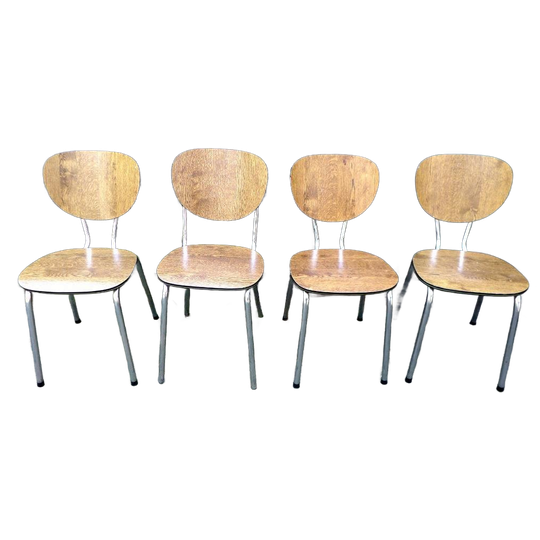 Prachtige Set Van 4 Vintage Retro Formica Stoelen 1