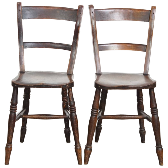 Tijdloze Elegante Set Van 2 Antieke Engelse Oxford Eetkamer/ Keuken Stoelen 1