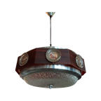 Retro Oranje Plafondlamp / Space Age Ufo Lamp (<<<brand>>>) 60s Hanglamp Dutch Design Bruin thumbnail 1
