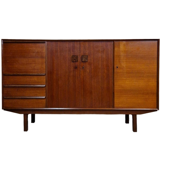 Vintage Kast Highboard Hilker Wandkast Dressoir Bar Bureau 1