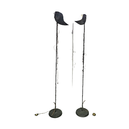 Rare Floor Lamps With Little Stones In Copper Wire / Labeled Sap 1