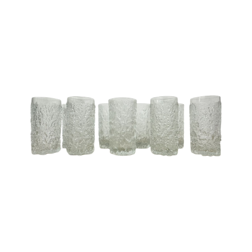 Set Of 9 Bark Glass Drink Glasses By Goebel Charlottenhutte , 1970S , Germany